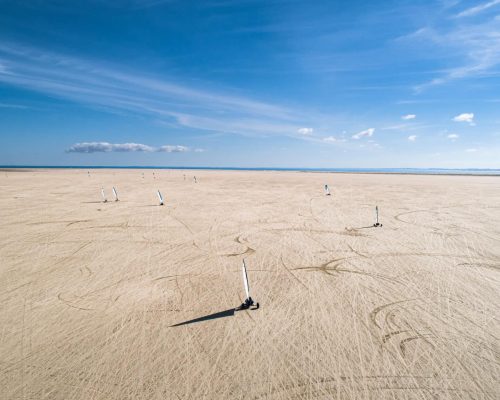 Strandzeilen en blokken op Rømø
